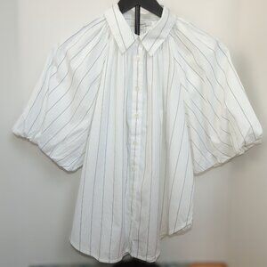 NWT Madewell Shirred Bubble-Sleeve Button-Up Shirt – Women’s Size Large